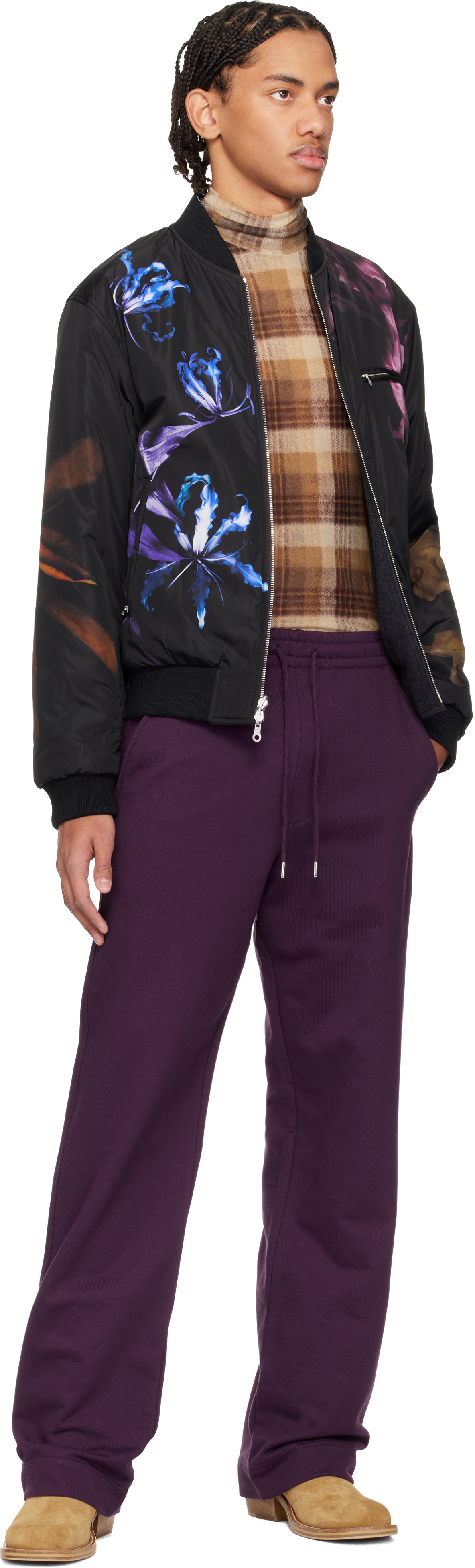 Dries Van Noten Purple Drawstring Sweatpants