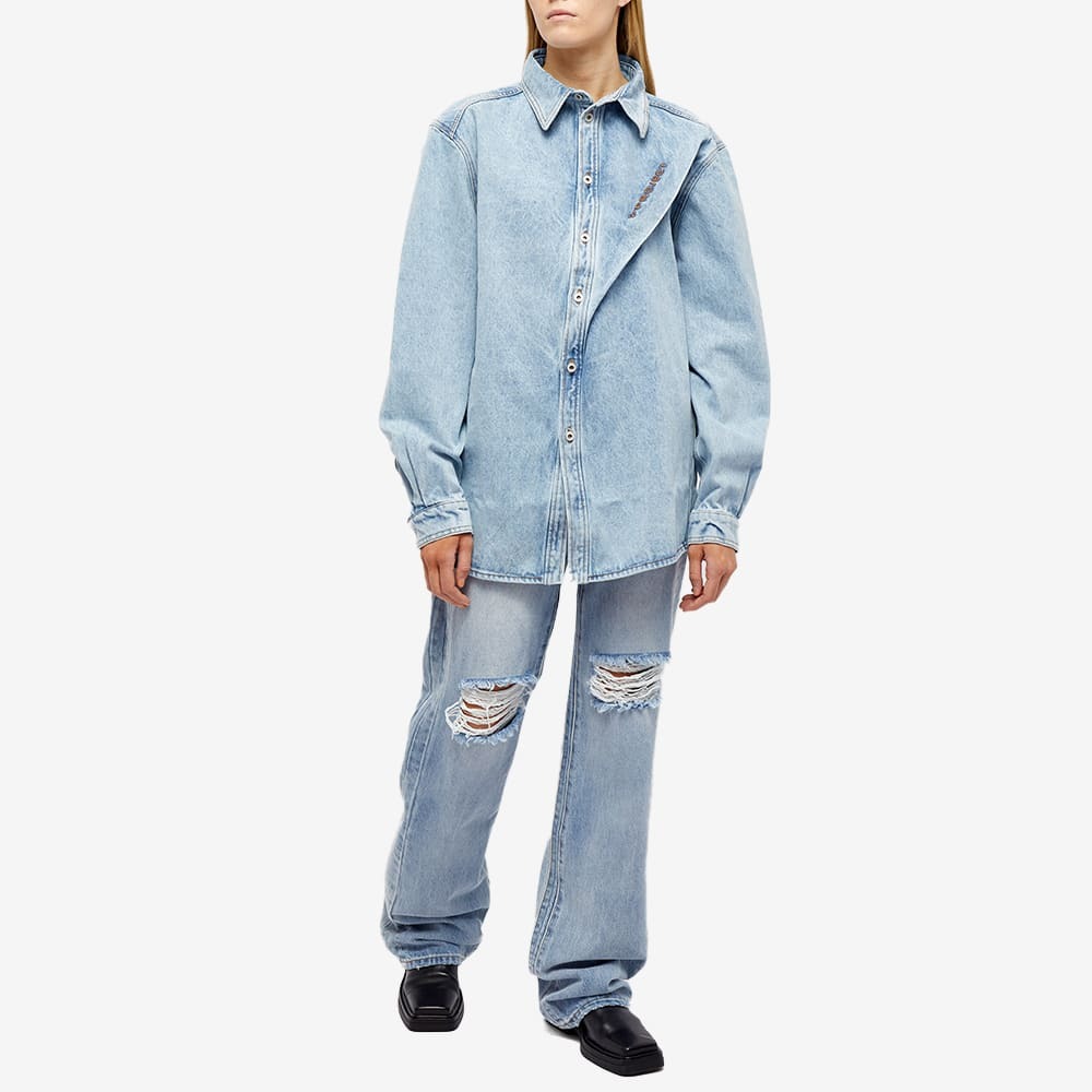 Y-Project Women's Pinched Logo Denim Shirt in Ice Blue Y/Project