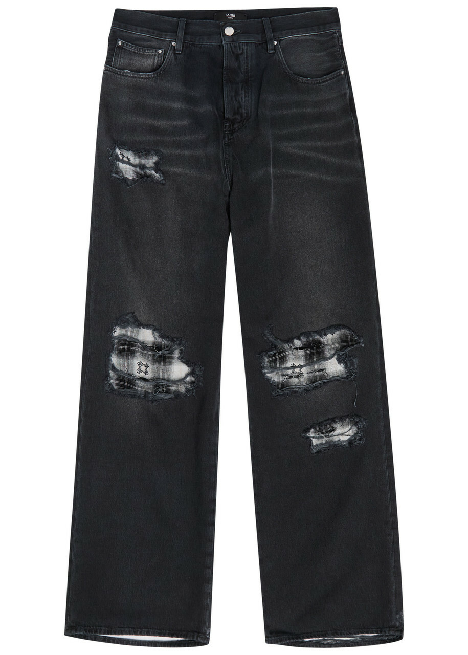 AMIRI Black Velour Skinny Stack Jeans Amiri