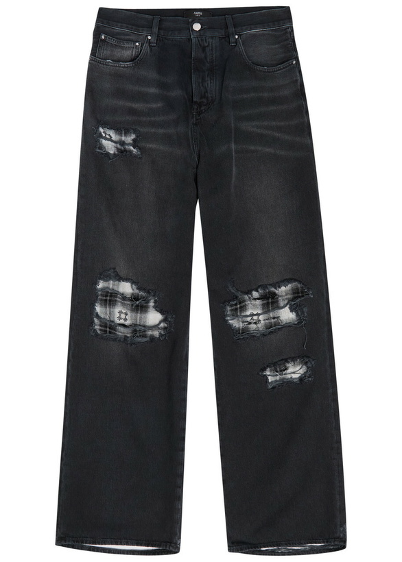 Photo: Amiri Funnel Repair Distressed Relaxed-leg Jeans Black
