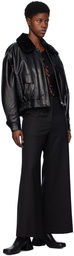 LOW CLASSIC Black Cropped Faux-Leather Jacket