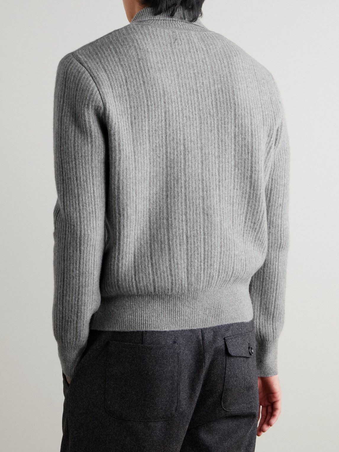 Oliver Spencer - Kilbridge Ribbed Wool Zip-Up Cardigan - Gray