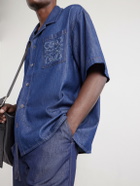 LOEWE - Camp-Collar Anagram-Detail Denim Shirt - Blue