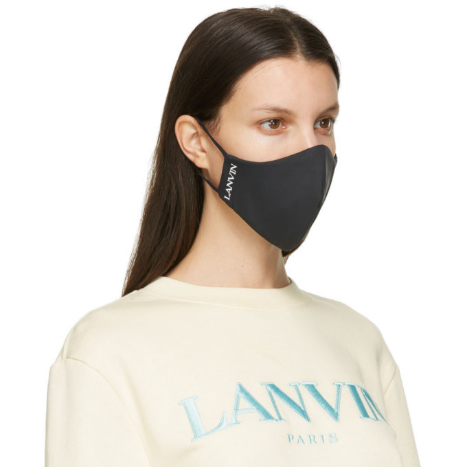 Lanvin Two-Pack Black and Navy Logo Face Masks Lanvin