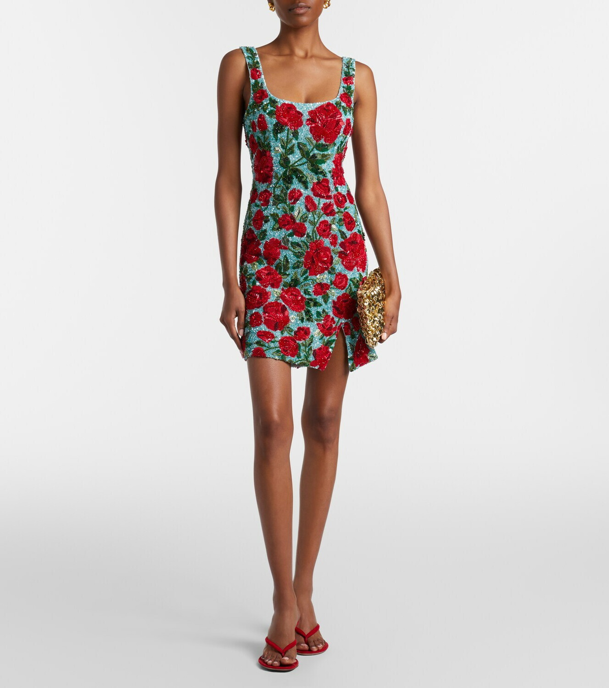 Là Fuori Crimson Rose sequined minidress