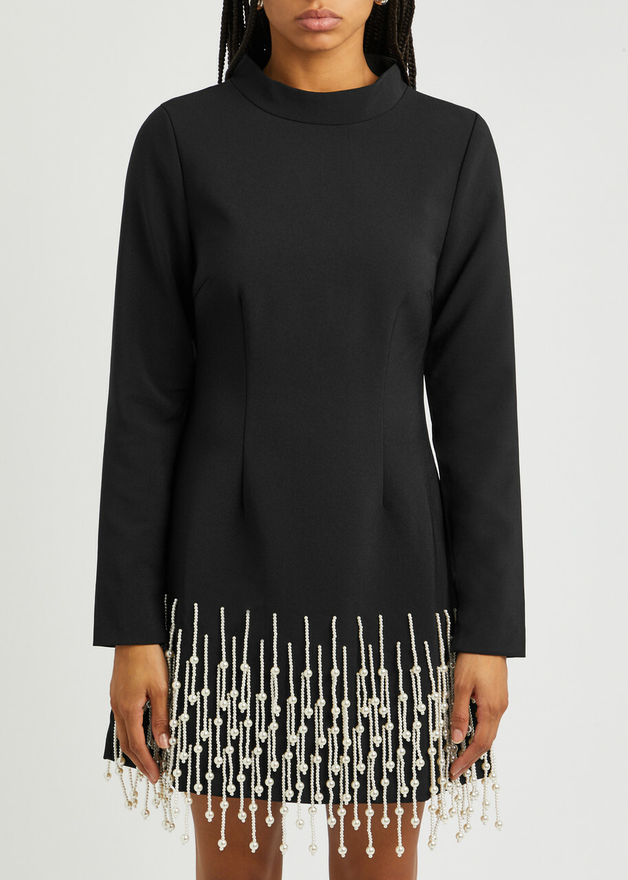 Odd Muse Ultimate Muse Embellished Stretch-crepe Mini Dress Black