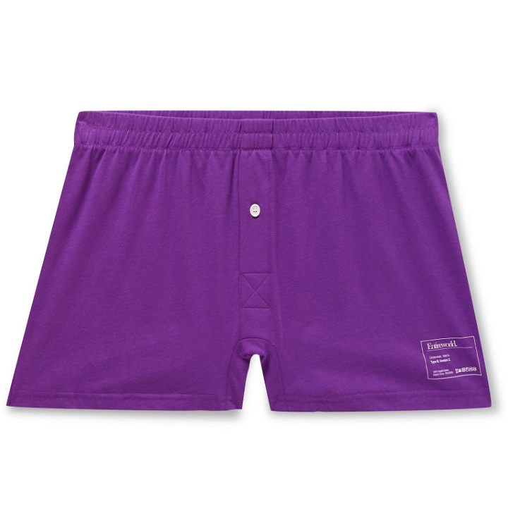 Photo: Entireworld - Slim-Fit Organic Cotton-Jersey Boxer Shorts - Purple