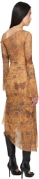 MISBHV Brown Goa Mesh Dropped Shoulder Midi Dress
