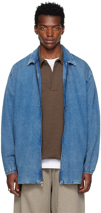 Photo: Fear of God ESSENTIALS Blue Zip Denim Jacket