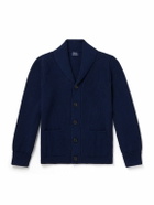 William Lockie - Duncan Shawl-Collar Ribbed Merino Wool and Cashmere-Blend Cardigan - Blue