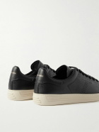 TOM FORD - Warwick Perforated Full-Grain Leather Sneakers - Black