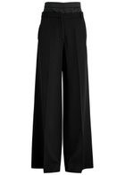 Erdem Double-waist Wide-leg Wool Trousers Black