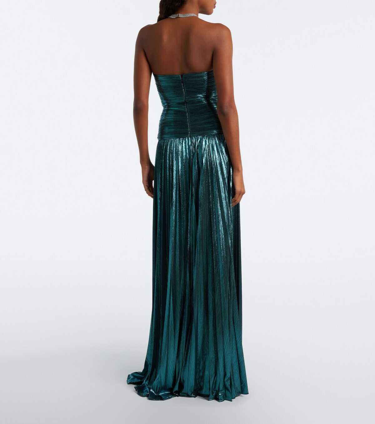 Retrofête Monterey cutout strapless lamé bustier gown