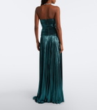 Retrofête Monterey cutout strapless lamé bustier gown