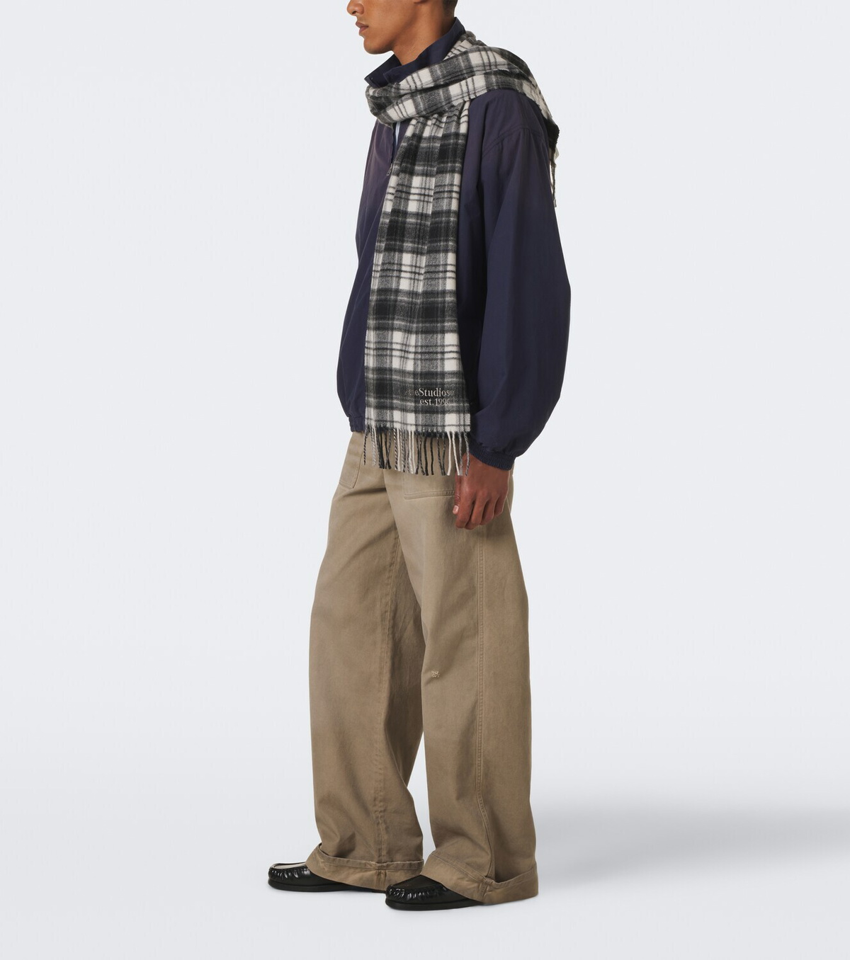 Acne Studios Fringed plaid cashmere and wool scarf
