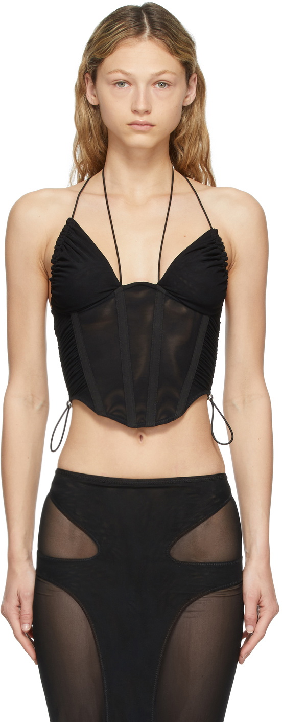 Black Powertulle Corset Tank Top by Dion Lee on Sale