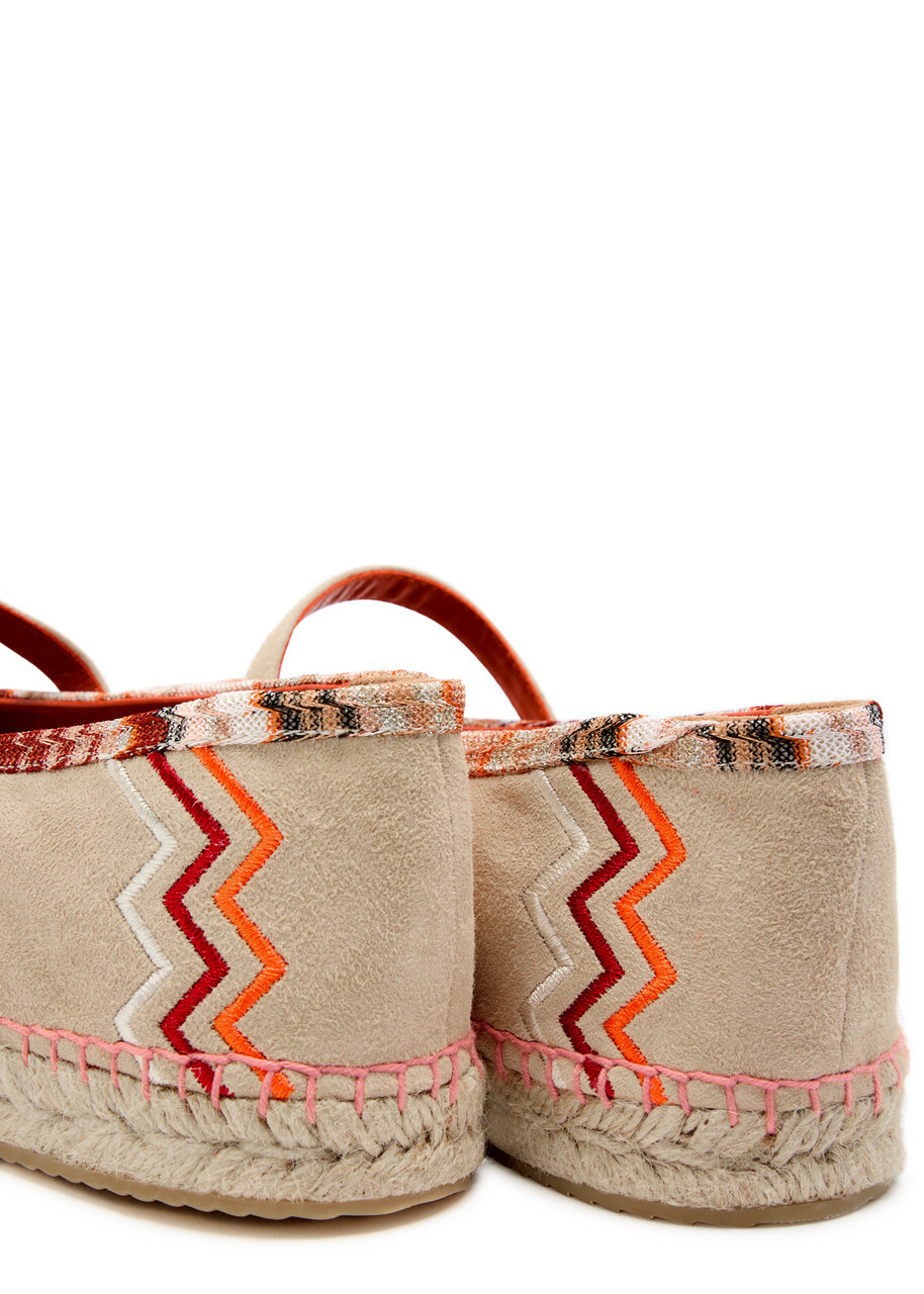 Missoni Lola Suede Espadrille Flats Beige