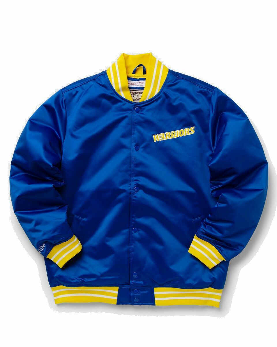 Photo: Mitchell & Ness Nba Heavyweight Satin Jacket Golden State Warriors Blue - Mens - College Jackets