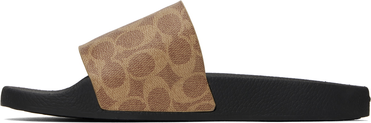 Coach 1941 Brown Coated Canvas Pool Slides