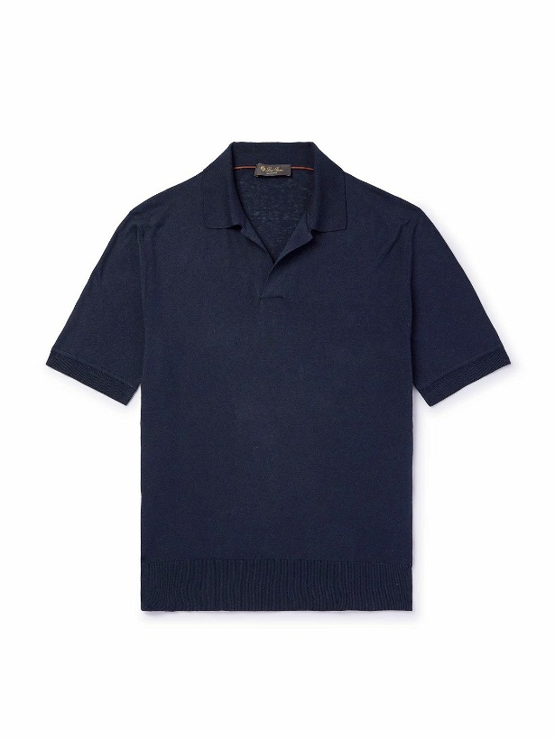 Photo: Loro Piana - Silk and Linen-Blend Polo Shirt - Blue