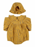JELLYMALLOW Printed Cotton Poplin Bodysuit & Hat