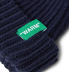 Off-White - Logo-Appliquéd Ribbed Wool-Blend Beanie - Men - Navy