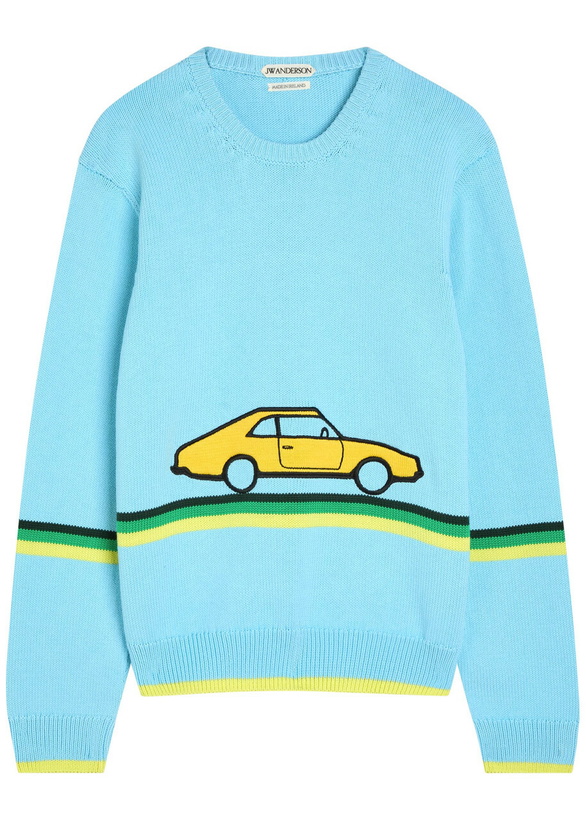 Photo: JW Anderson Car Striped Cotton-knit Jumper Blue