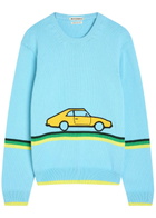 JW Anderson Car Striped Cotton-knit Jumper Blue