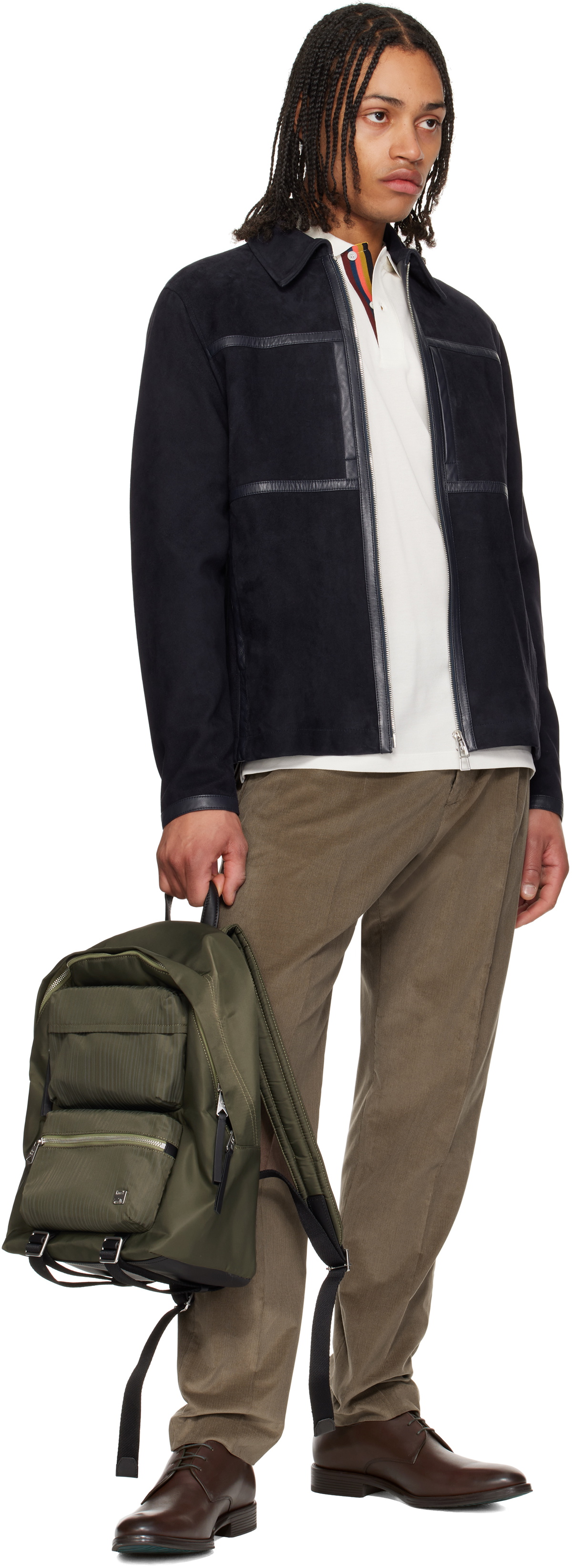 Paul Smith Khaki Laser Stripe Recycled Nylon Backpack