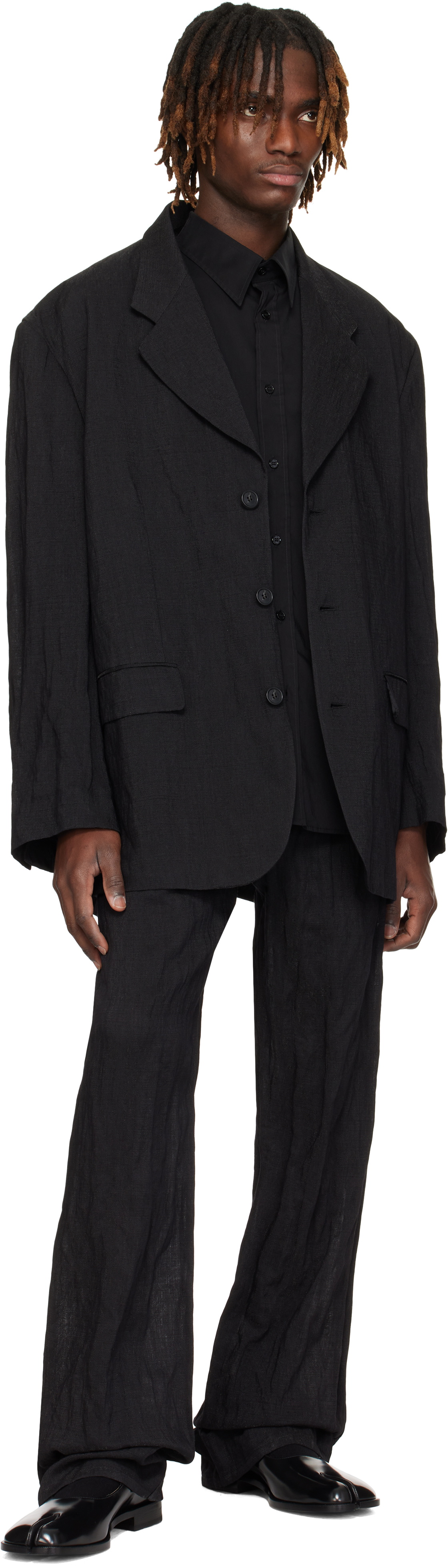 MM6 Maison Margiela Black Crinkled Blazer MM6 Maison Margiela