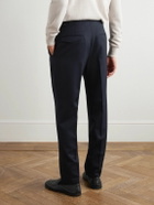 Incotex - Tapered Pleated Virgin Wool-Twill Trousers - Blue