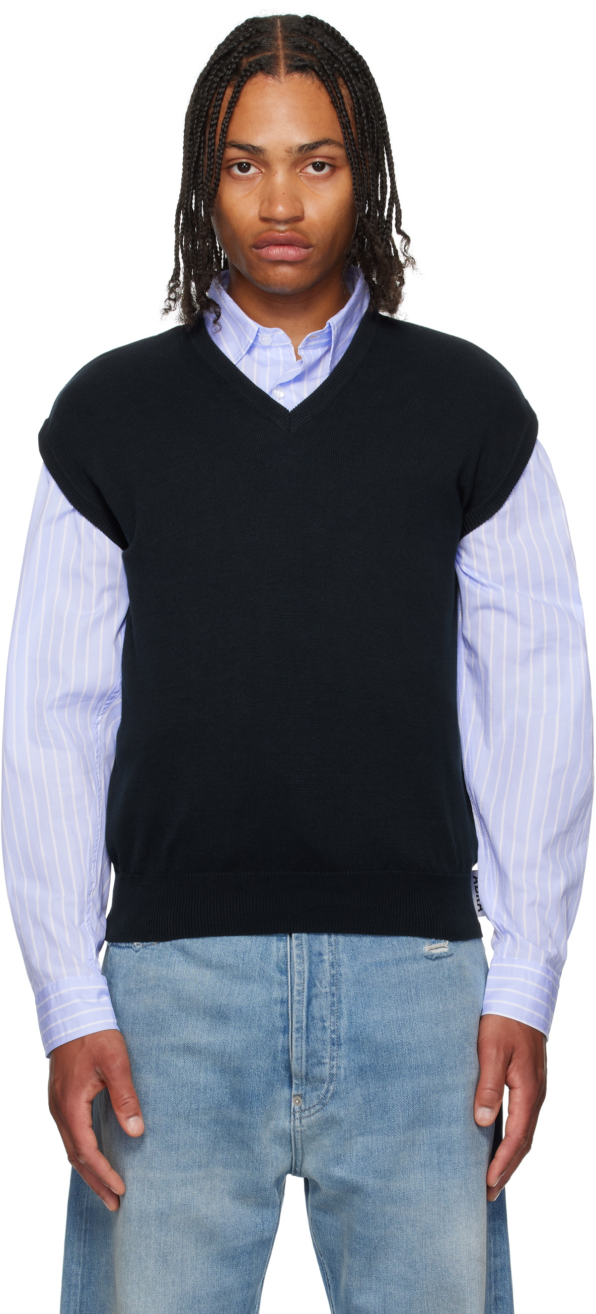 ABRA SSENSE Exclusive Navy Knitted Sweater Vest