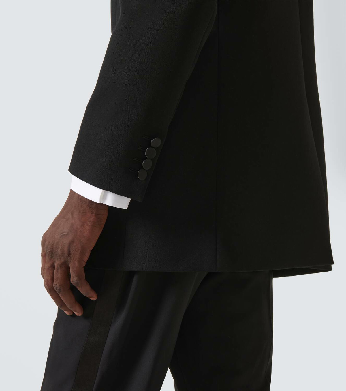 ジャケット SAINT LAURENT WOOL GRAIN DE POUDRE JACKET SAINT LAURENT Cropped satin-trimmed grain de poudre wool