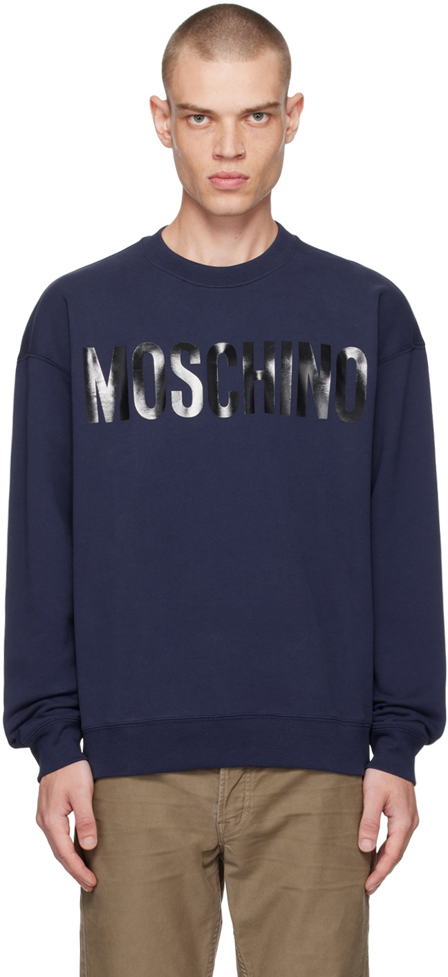 Moschino Navy Bonded Logo Sweatshirt