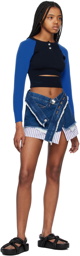 Meryll Rogge Blue Wrap Denim Miniskirt