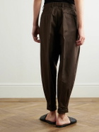 Dolce&Gabbana - Tapered Pleated Cotton-Blend Gabardine Trousers - Brown