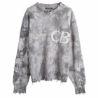 Cole Buxton Men's Distressed CB Knit Sweat in Charcoal
