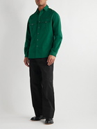 Sebline - Combat Twill-Trimmed Cotton-Poplin Shirt - Green