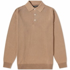 Beams Plus Men's 12g Knitted Polo Shirt in Khaki