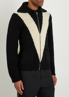 Valentino Garavani Logo-intarsia Wool Cardigan White