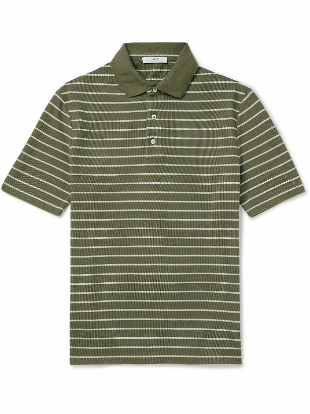 Photo: Mr P. - Golf Striped Organic Cotton-Piqué Polo Shirt - Green