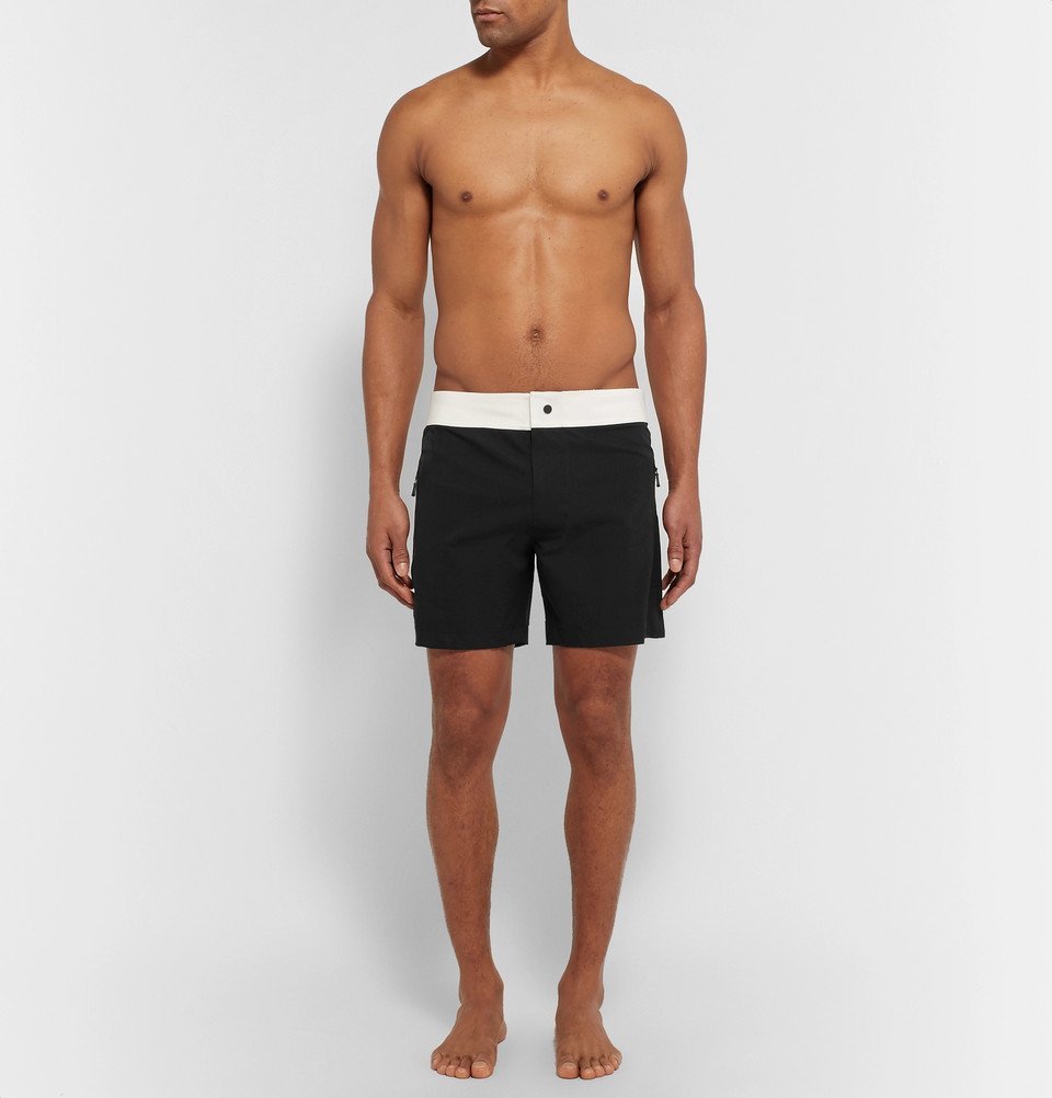 Everest Isles - Draupner Two-Tone Mid-Length Swim Shorts - Black