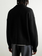 AMI PARIS - Logo-Intarsia Merino Wool Cardigan - Black