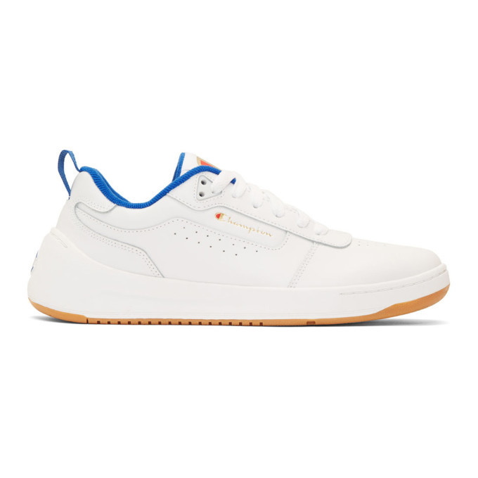 Photo: Champion Reverse Weave White Leather Super C Court Classic Sneakers