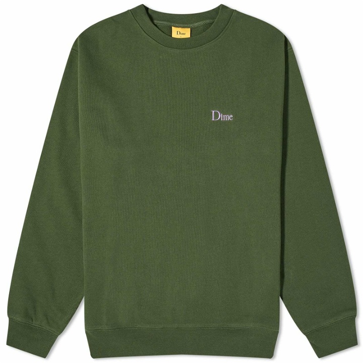Photo: Dime Men's Classic Small Logo Sweater in Forest Green