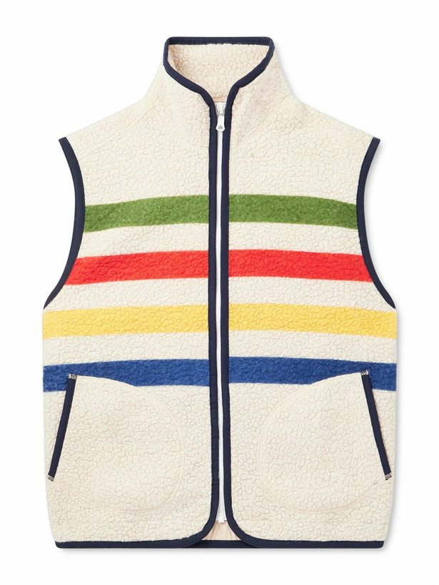 Photo: Drake's - Striped Wool-Blend Fleece Gilet - Neutrals