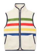 Drake's - Striped Wool-Blend Fleece Gilet - Neutrals