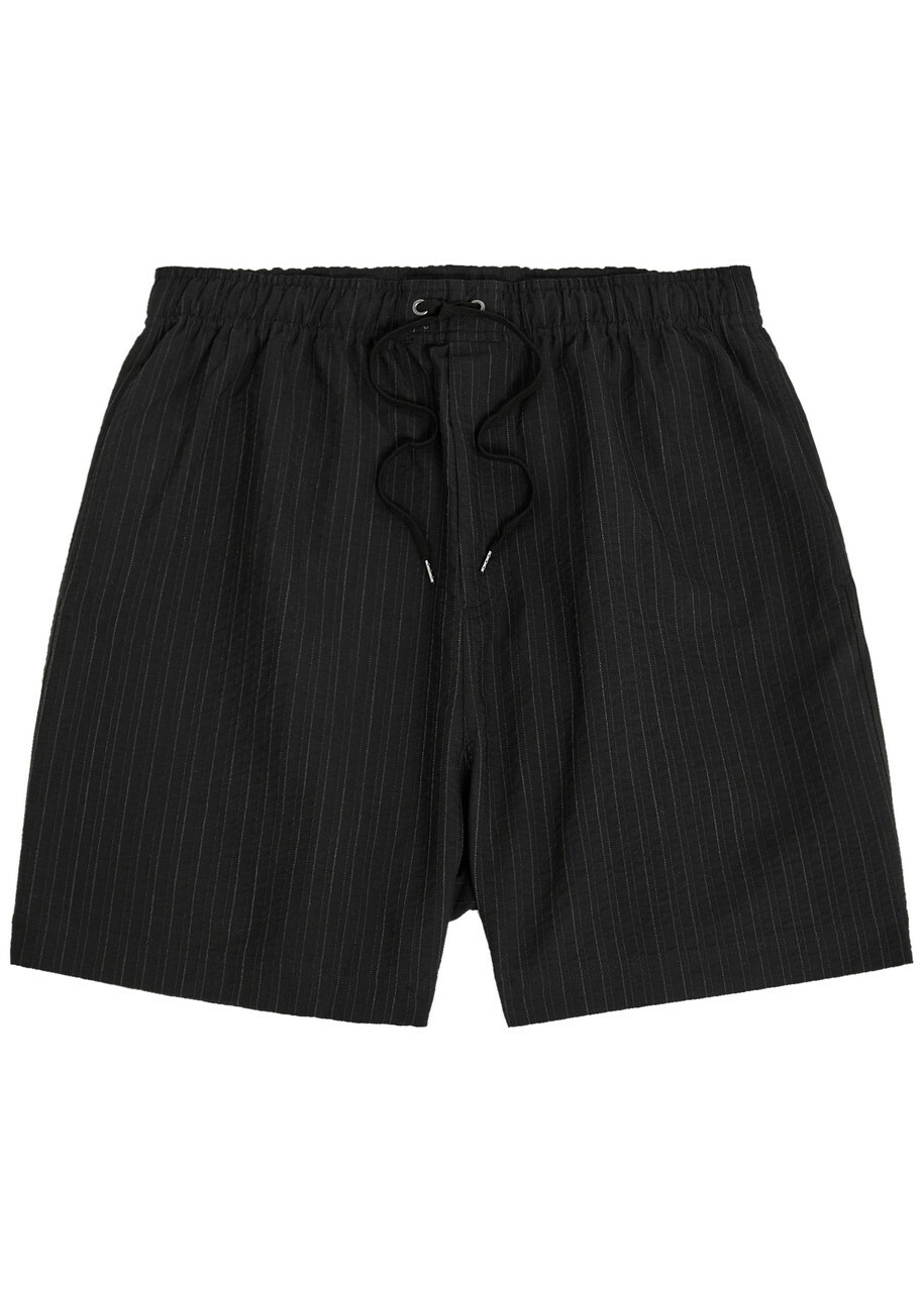 Studio Nicholson Pinstriped Cotton and Wool-blend Shorts Black