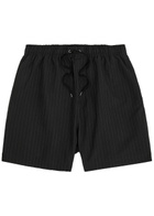 Studio Nicholson Pinstriped Cotton and Wool-blend Shorts Black