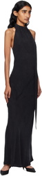 St. Agni Black Bias Scarf Maxi Dress